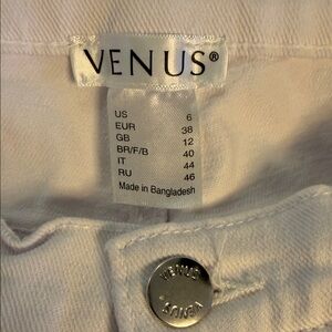 VENUS White Denim Jeans with Silver Branded Button